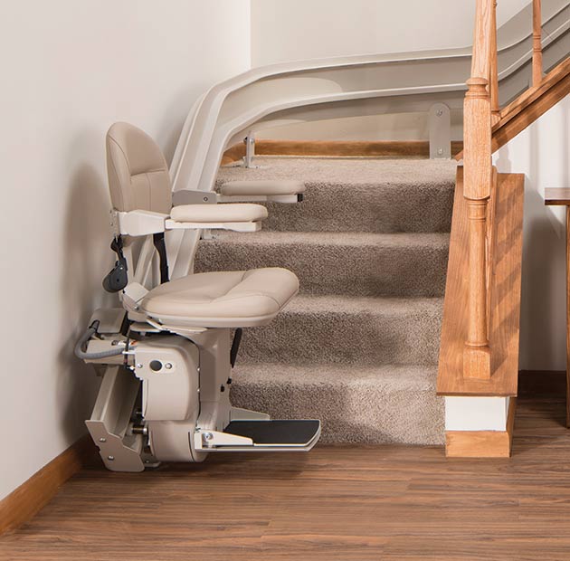 stair lift bruno elite curved indoor bottom of steps